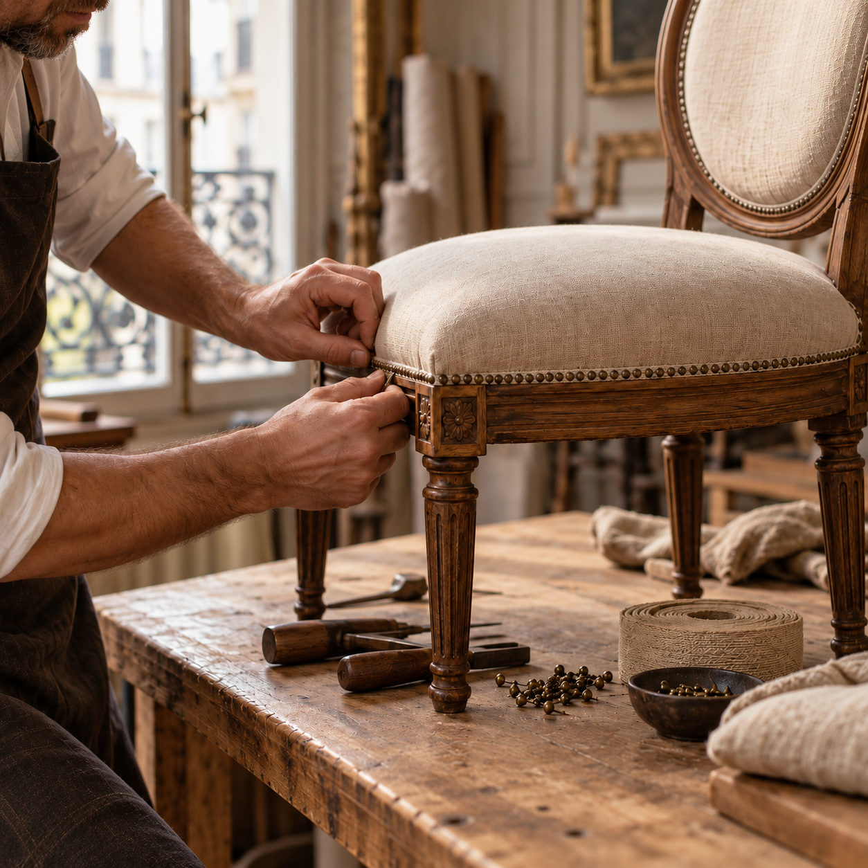 Réparation de chaise par Tapissier Atelier Parisien à Paris 4ème et en Île-de-France