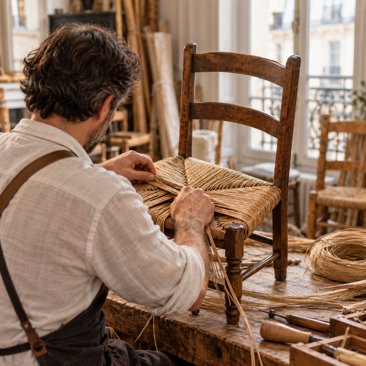 Rempaillage de chaise à Paris 4ème et en Île-de-France par Tapissier Atelier Parisien